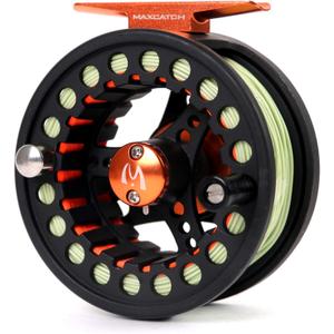 M MAXIMUMCATCH Maxcatch ECO Large Arbor Fly Fishing Reel (3/4wt 5/6wt 7/8wt) and Pre-Loaded Fly Reel with Line Combo