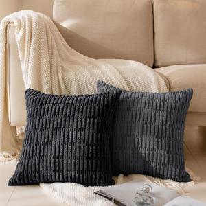 MIULEE Decorative Throw Pillow Covers for Couch Bed Livingroom 20x20 Inch Set of 2 Black