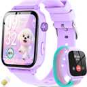4G Kids Smart Watch with GPS Tracker, Video Call, Texting, and Phone Calls, Smart Watch for Kids with SIM Card, School Mode Alarm Clock SOS Alerts, Watch Gift for Age 4-12 Girls, Purple