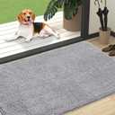 OLANLY Dog Door Mat for Muddy Paws 47x32, Absorbs Moisture and Dirt, Absorbent Non-Slip Washable Doormat, Quick Dry Chenille Mud Mat for Dogs, Entry Indoor Entryway Carpet for Inside Floor, Light Grey