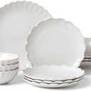 Lenox French Perle Scallop 12-Piece Dinnerware Set, 17.70 LB, White