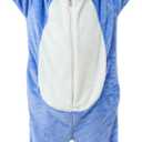 Unisex Kids Animal Onesie Pajamas One Piece Pajamas Halloween Christmas Cosplay Costume (10-12 Years, Blue-1)
