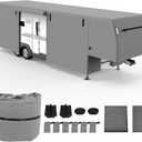 5th Wheel RV Cover 37-40 with 4 Tire Covers Waterproof Windproof Anti-UV Rip-Resistant Heavy Duty RV Trailer Cover Camper Cover Toy Hauler Cover