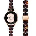 BAIHUIAM Resin Bands Compatible with Galaxy Watch 7/6/5/4/FE Band 40mm 44mm Women, Slim 20mm Band for Galaxy Watch 6/4 Classic 43mm 47mm 42mm 46mm, Tortoise Tone