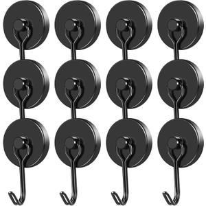 MIKEDE Magnetic Hooks 12 Pack 120Lbs Heavy Duty Neodymium Magnet Hook
Black Magnetic Swivel Hooks for Hanging Rust Proof Strong Magnets with Hook for Storage