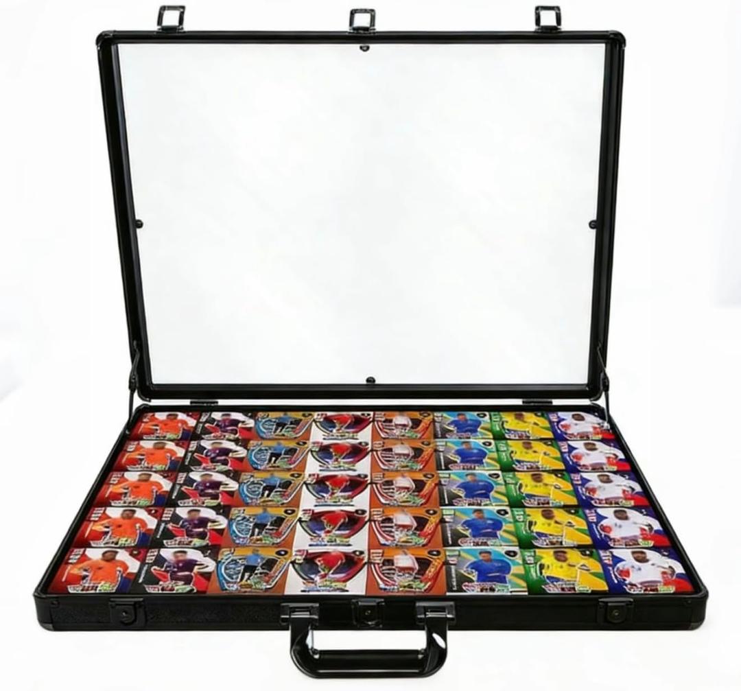 Aluminum and Glass Display Cases for Cards, XL Large Desktop Display case with Lock, Portable Trade Show case for Jewelry MTG Card Collector Cards. (Black, 24*20*3)