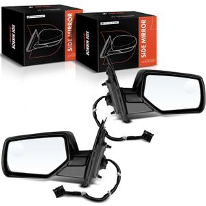 A-Premium Pair (2) Driver and Passenger Side Power Door Mirror - Compatible with Chevy Tahoe, Suburban & GMC Yukon, Yukon XL 2015-2020 - Heated Manual Folding Black w/Drive Side Blind Spot Glass