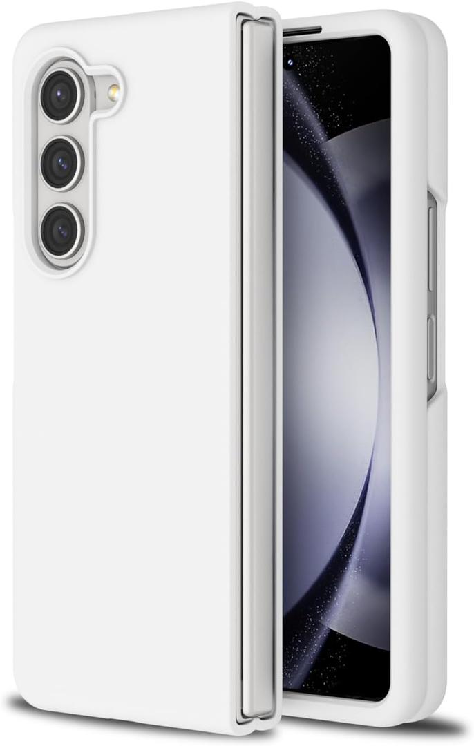 LoeoeL for Samsung Galaxy Z Fold 5 Phone Case Silicone, Minimalist Ultra Thin Slim Soft Rubber Solid Color Simple Cute Case for Women, Aesthetic Girly Plain Jelly Gel &Camera Cover Protection, White