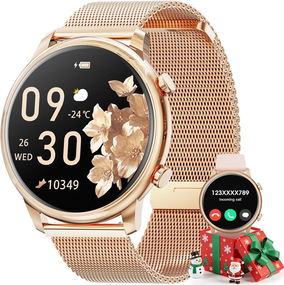 Hwagol Smart Watches for Women Android Phones iPhone Compatible(Bluetooth Call),1.39'' Round Fitness Tracker Heart Rate/SpO2/Sleep Monitor,100+Sport Modes Pedometer