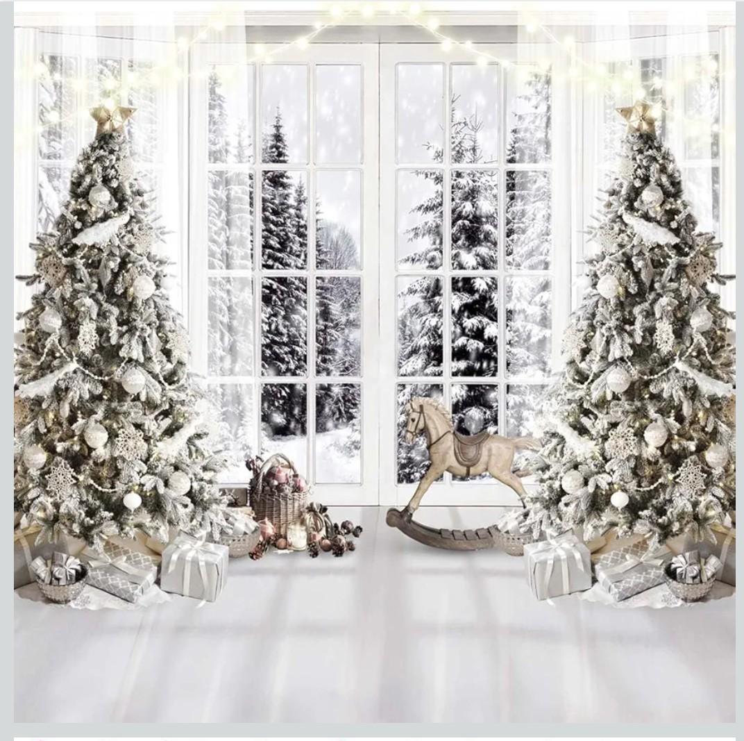 Alltten White Christmas Backdrops for Photography Christmas Background Winter Backdrop Cartel De Navidad para Fotos 10X10FT F107