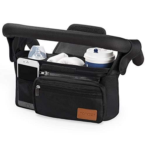 Amazon.com : Momcozy Universal Stroller Organizer with Insulated Cup Holder Detachable Phone Bag & Shoulder Strap, Fits for Stroller like Uppababy, Baby Jogger, Britax, BOB, Umbrella and Pet Stroller : Baby, Black 