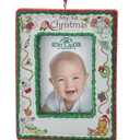Kurt Adler My 1st Christmas Photo Frame Ornament, 4.25-inch, Multicolor