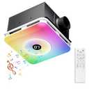 BSEED Bathroom Exhaust Fan with Bluetooth Speaker & LED Light, 230 CFM 1.5 Sone, 7-Color RGB & 3CCT Adjustable Light, Music Sync, Digital Display, Remote Control, Easy Install (White