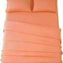 SONORO KATE Bed Sheet Set Super Soft Microfiber 1800 Thread Count Luxury Egyptian Sheets 16-Inch Deep PocketWrinkle and Hypoallergenic-4 Piece (Coral, Queen)