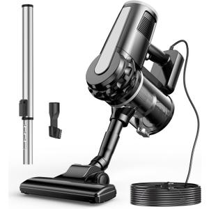 qimedo Vacuum Cleaner, Electric Stick Vacuum with Hepa Filter, Cordless Vacuum for Pet Hair, Carpet, Hardwood, Floor, Dorm, Black (40.3-inch Extend)