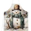 Vintage Rustic Winter Snowman Reindeer Christmas Waterproof Aprons for Cooking Kitchen Dishwashing Baking Grill