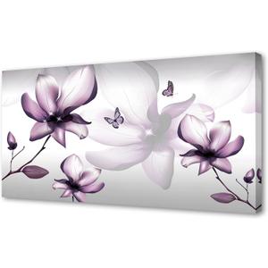 Muolunna BK06550 Purple Magnolia with Butterfly Flower Canvas Wall Art Picture 1 Panel 3D Wallpaper Modern Art Prints Painting for Bedroom Modern Office Wall Decor Artwork (40"L x 20"W)