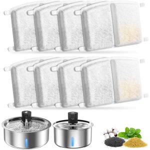 8 Replacement Filters for Stainless Steel Dog Water Fountain, Pet Water Fountain for Large Dogs & Multi-Cats