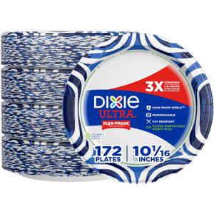 Dixie Ultra, Large Paper Plates, 10 Inch, 172 Count (4 packs of 43 plates), 3X Stronger*, Heavy Duty, Microwave-Safe, Soak-Proof, Cut Resistant, Disposable Plates For Heavy, Messy Meals