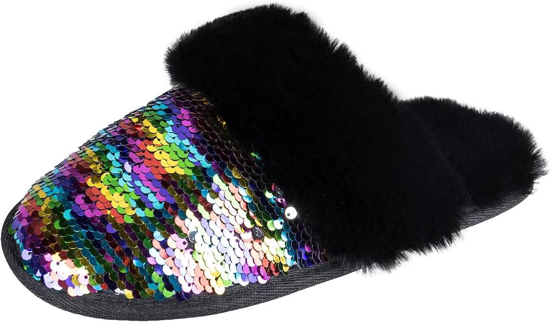 Jessica Simpson Girls Comfy Slippers - Cute Faux Fur Slip-on Shoes Memory Foam House Slipper (L)