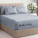 Extra Deep Queen Sheet Set - 6 Piece Breathable and Cooling Sheets - Hotel Luxury Bed Sheets Set - Easy Fit - Soft, Wrinkle Free and Comfy Sheets Set - Heathered Blue Sheet Set with Extra Deep Pockets