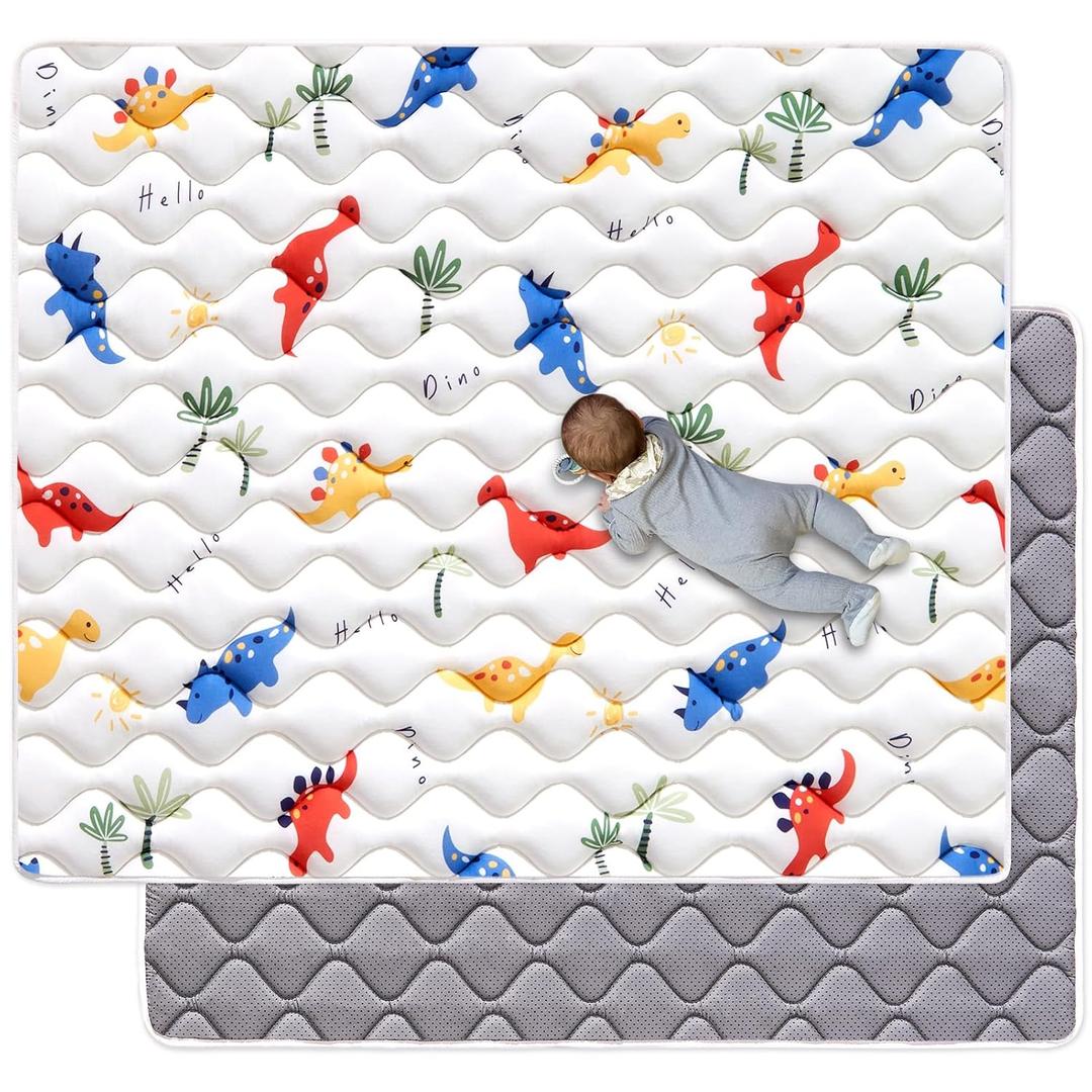 Odorless Premium Foam Baby Play Mat 50" x 50", Soft Microfiber Fabric Crawling Mat for Floor- Comfortable and Hypoallergenic, Non-Slip Cushioned Floor Playpen mat for Infants,Babies,Toddlers (A- Fun Dinosaur)