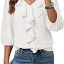 SHEWIN Womens Blouses Dressy Casual 3/4 Length Sleeve Work Shirts Business Casual Tops Spring Outfits for Women 2026 Small