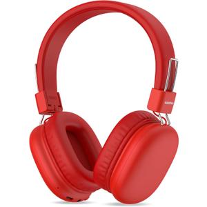awatrue Kids Bluetooth Headphones, Over-Ear Wireless Headphones with Microphone, Safe-Volume 85dBA, Bluetooth 5.4, Foldable Lightweight and Comfortable, 50H Playtime, USB-C Charging, Red