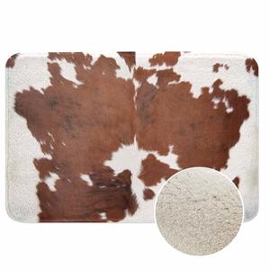 Lungtao Cowhide Bath Mat for Bathroom Farm Animal Brown Cowhide Print Cow Bath Rugs Door Mat Non Slip Rubber Backed Bathroom Floor Mat for Bathtub Sink Shower 20"X32"