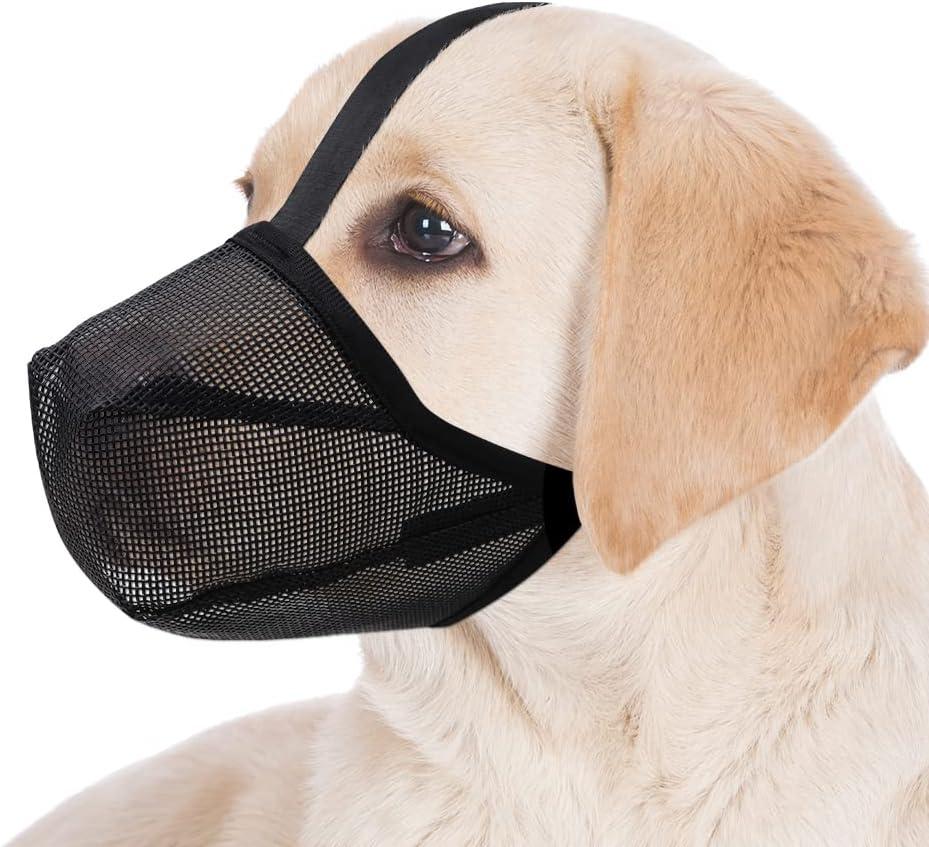 Dog Muzzle, Soft Mesh Covered Muzzles for Small, Medium, Large and X-Large Dogs, Muzzle with Adjustable Straps, Prevent Barking, Biting, and Accidental Ingestion (Black, X-Small)