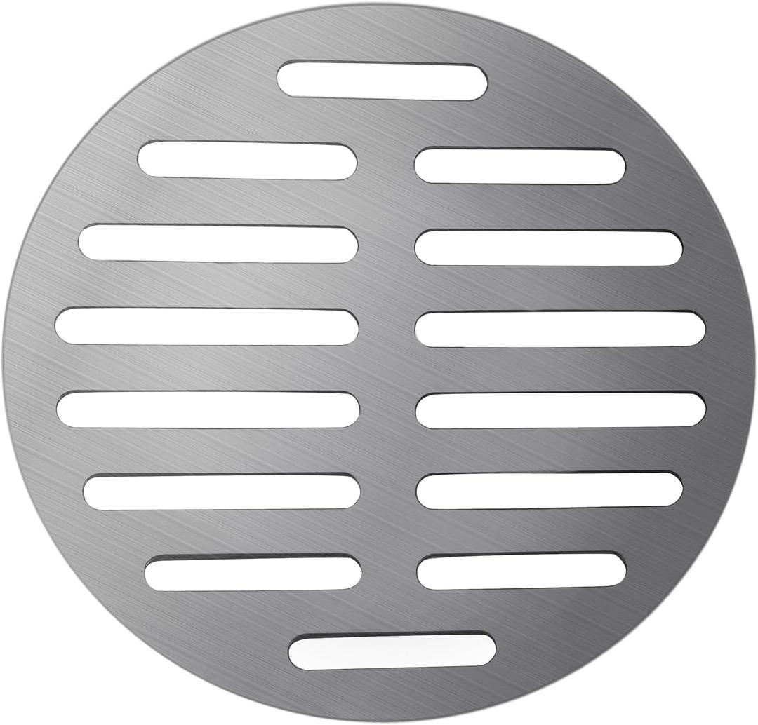 Vonty Stainless Steel Round Floor Drain Cover 6 Inch - Outlet Diameter, 14 Holes Silver Tone