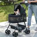 Zoosky 3 in 1 Pet Stroller with Removable Carrier, Folding Stroller for Small Dogs and Cats, Waterproof, All-Terrain, with Sun Shades, Car Seat, Size: 3 in 1 Small