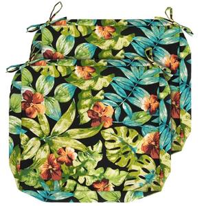 IN4 Care Patio Cushion Covers with Ties, 1 Pack, Outdoor Water Resistant Deep Seat Chair Cushion Slipcover 24x24x4 Inch for Garden Couch Sofa (Replacement Cover Only)-Tropical Green Leaves