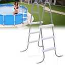42 Inch Above Ground Pool Ladder 3 Steps Steel Frame Swimming Pool Entry Exit Ladder Non Slip Metal Frame Pool Steps, Weight Capacity 300lbs (Grey and White)