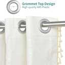 Deep Dream Grommet Semi-Sheer Boho Curtains 84 Inch Length 2 Panels for Living Room, Linen Blend Tassels Farmhouse Curtains with Embroidery for Bedroom (52" W x 84" L, 2 Panels, Off White)