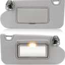 Left & Right Sun Visor with Vanity Light for 2013-2018 Nissan Altima Without Sunroof, Driver & Passenger Side Gray Sunvisor Replacement 96400-3TA2A (Grey)