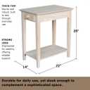 IC International Concepts, Narrow End Table, Solid Real Wood, Sturdy Parawood, Living/ Bedroom/ Entryway, Dimensions 22"W x 14"D x 25"H, 50lbs Capacity, Paint/Stain Ready, Unfinished