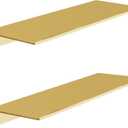 Metal Floating Shelves, Set of 2, Brushed Gold Wall Shelves Picture Ledge, Shower Caddy Wall Mounted, Decorative Display Shelf for Bedroom, Living Room, Bathroom, Office (15.6 x 4.9 inch)