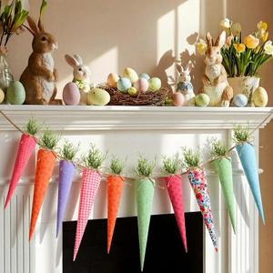 10 Pcs Large Easter Carrot Decorations Artificial Fabric Carrot Hanging Stuffed Ornaments 15.7 Inch 13.7 Inch Handmade Colorful 5 Styles for DIY Primitive Farmhouse Vase Filler Decor Gift