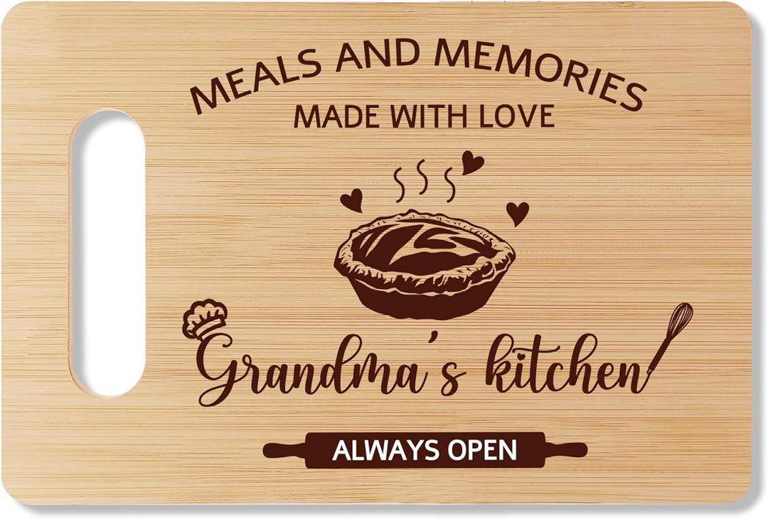 Grandma Bamboo Cutting Board Gifts, Kitchen Gifts For Grandma's, Home Kitchen Decor, Bamboo Cutting Board With Warm Words, Mother's Day Birthday Gifts For Grandma From Grandson Granddaughter -A36