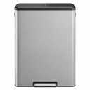 GarveeHome 16 Gallon Dual Compartment Trash Can, Stainless Steel Recycling Trash and Recycle Bin Combo with Step Pedal, Silent-Close Lid, Odor Control & Pet-Proof Design for Kitchen, Office