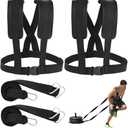 2 Pack Sled Harness for Exercise Physical Football Running Resistance Training Rope Kit Tire Pulling Harness Fitness Exercise Workout Assistance Equipment Trainer with Adjustable Padded Shoulder Strap