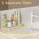 YOOLENS Electric Toothbrush Holder for Bathroom Countertop 5 Metal Slots Toothpaste Razor Mouthwash Organizer, Gold