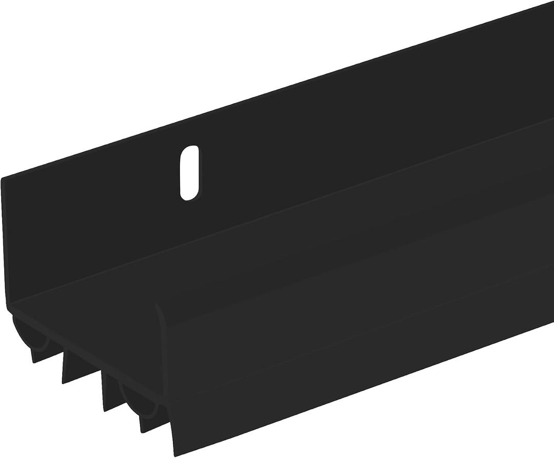 PVC Slide-On Door Bottom | Adjustable Plastic Weatherstrip Door Bottom with Drip Cap | 3 Feet (36-Inch) | for 1 3/4 Doors | Black | Fits Gaps 3/8 to 7/8 | Made in The USA