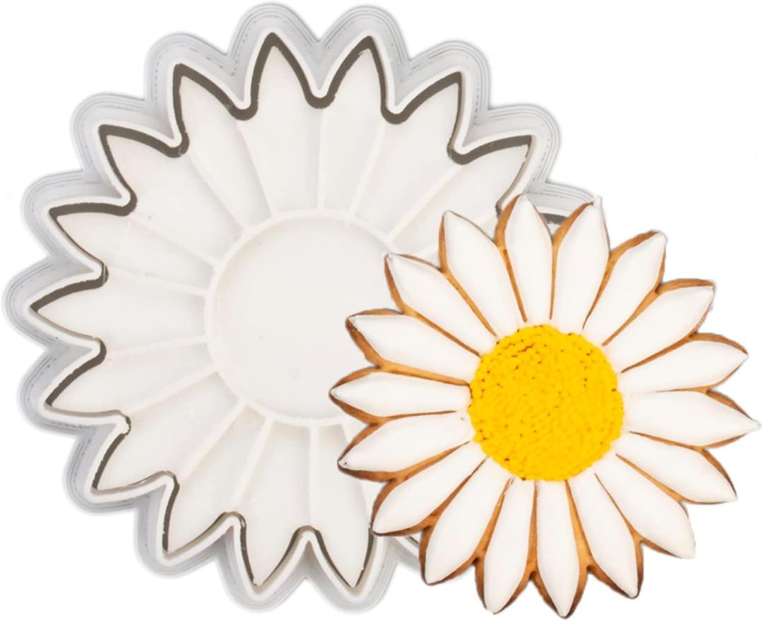 Daisy Cookie Cutter Flower with Plunger Stamps Cake Decoration for DIY Biscuit Cutter Baking Holiday PLA Accessories Party 3.5" Kitchen Supplies