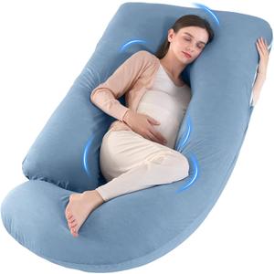 U-Shaped Pregnancy Pillow for Sleeping, Full Body Support for Back, HIPS & Belly - 65 Inch Maternity Pillow with Machine Washable Cover | Maternity Essential