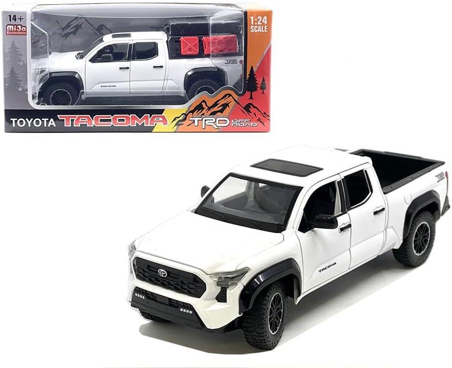 Diecast Model Car Compatible for Toyota Tacoma TRD Off-Road Diecast Model Truck, 1:24 Scale, White, 2024 Limited Edition Die-Cast New Tooling H08778-WH