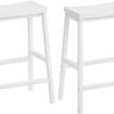 HOOBRO Bar Stools, Set of 2 Bar Chairs, 23.6 Inch Saddle Stools, Kitchen Counter Seat with Footrests, Industrial Barstools for Dining Room, Kitchen, Counter, Bar, White WW02MD01