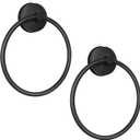 YOHOM Suction Cup Towel Ring Matte Black Hand Towel Holder for Bathroom Stainless Steel Vacuum Suction Washcloth Holder Dish Towel Hanger for Shower Wall No Drill, 2 PCS