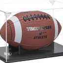 Football Display Case, Thickened UV Protection Clear Acrylic Lid Football Holder, Wood Football Base Stand Football Cases for Signed Football Full Size